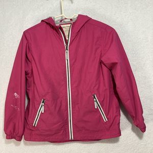 Hanna Andersson Girls Size 140 10 Rain Jacket Full Zip Hooded Pink FLAW